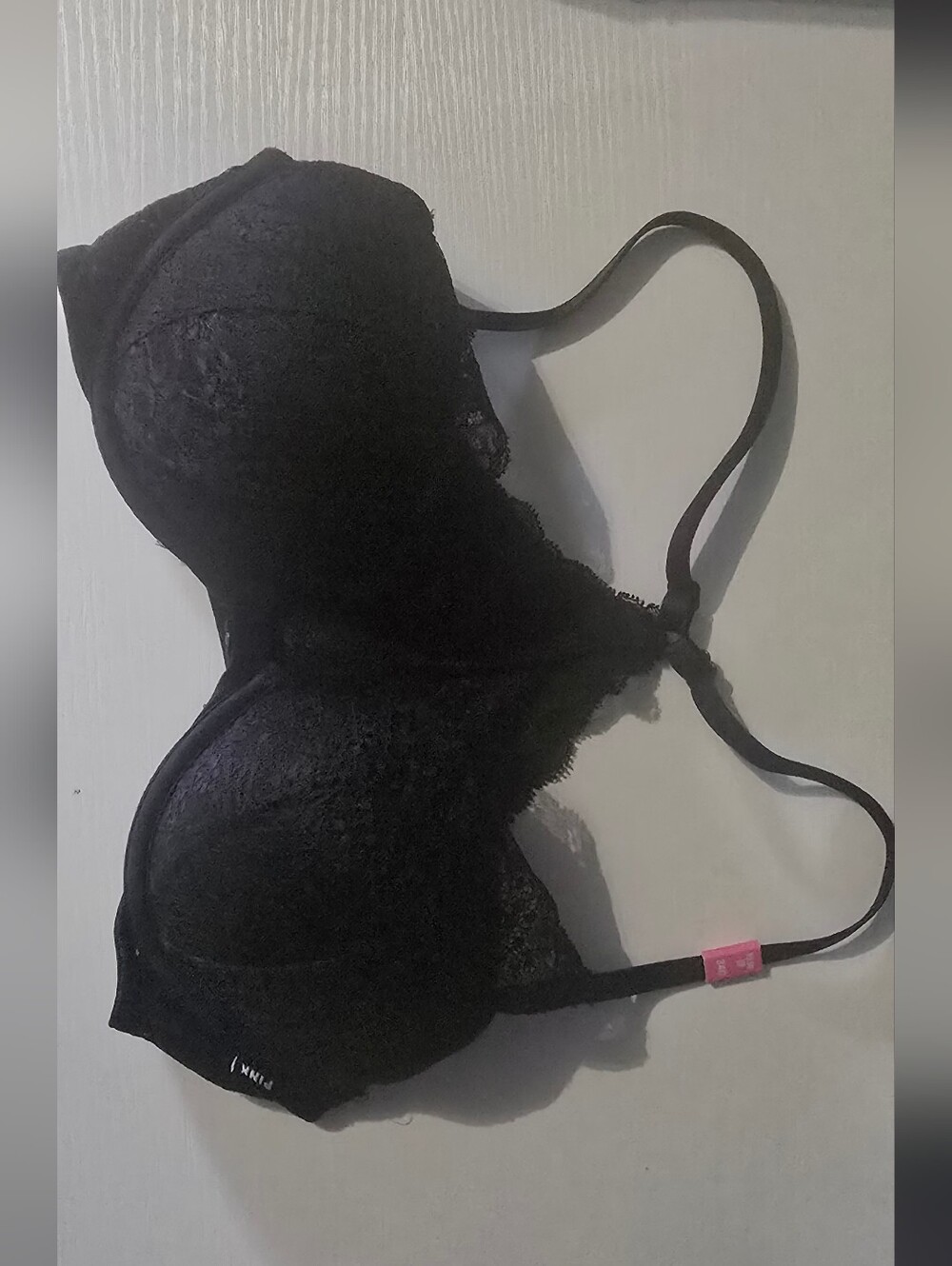PINK Victoria's Secret Black Lace Push-Up Front Close Bra